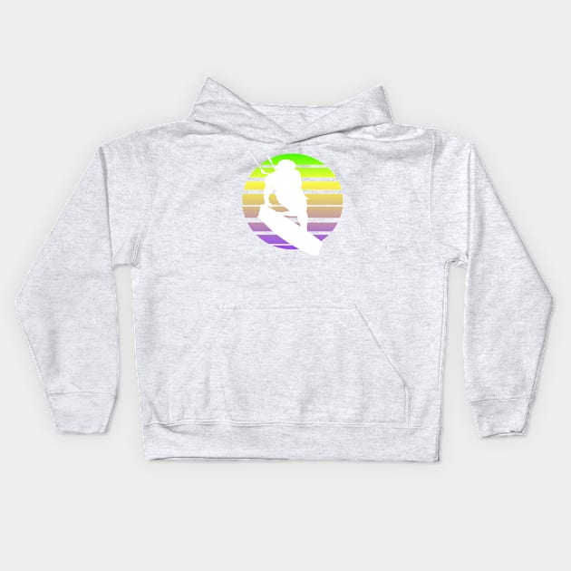 Kitesurfing Female Rider Silhouette Retro Sunset Kids Hoodie by taiche